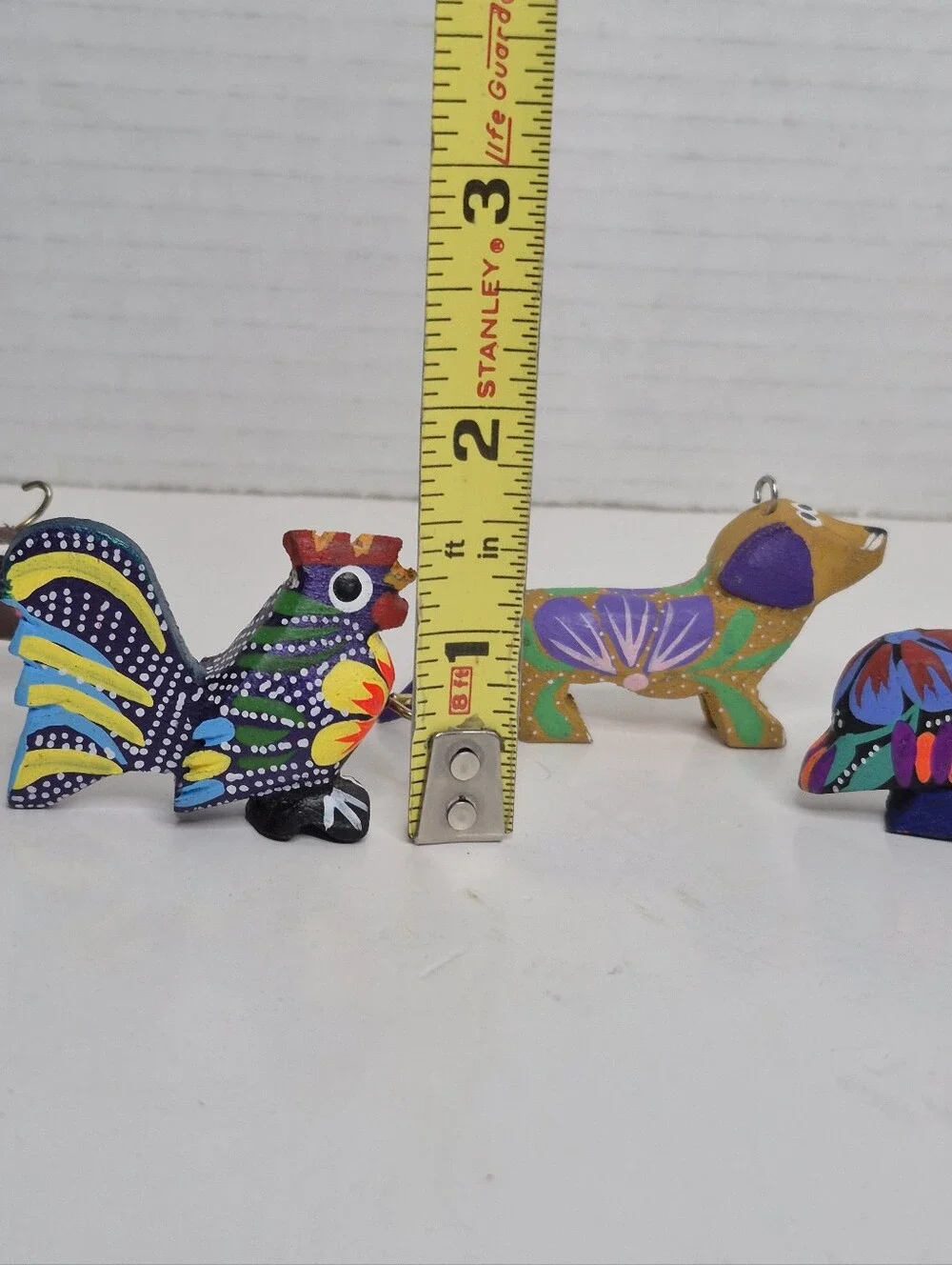 Colorful Handpainted Wood Animal Ornament Lot of Five READ